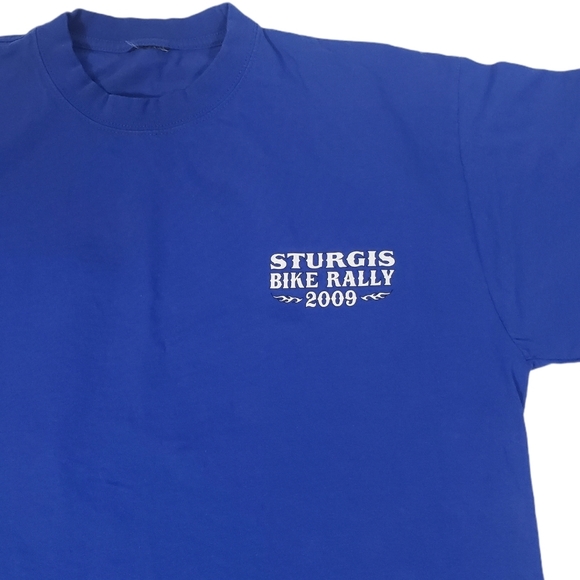 2009 Sturgis Motorcycle Rally T-Shirt Sz XL ? Blue American Flag Eagle Bike Week - Picture 4 of 7